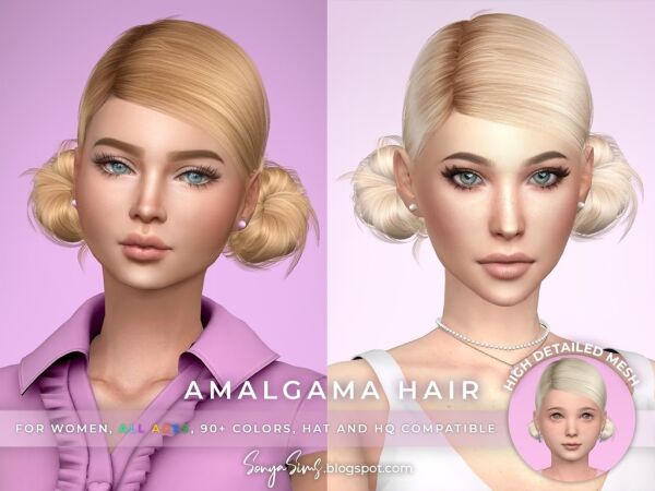 Stylish Double Bun Hair for Sims Sims 4 CC