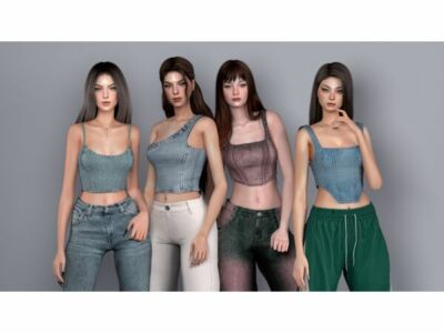 Amelia Jeans Tops Collection Sims 4 CC