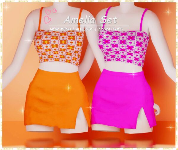 Amelia Top and Skirt Collection Sims 4 CC