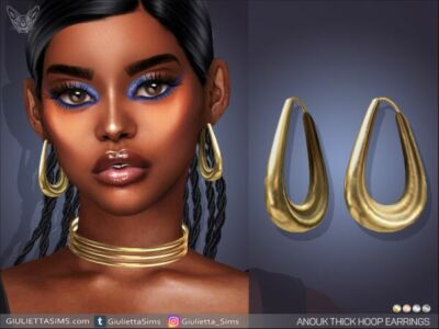 Stylish Anouk Thick Hoop Earrings Sims 4 CC