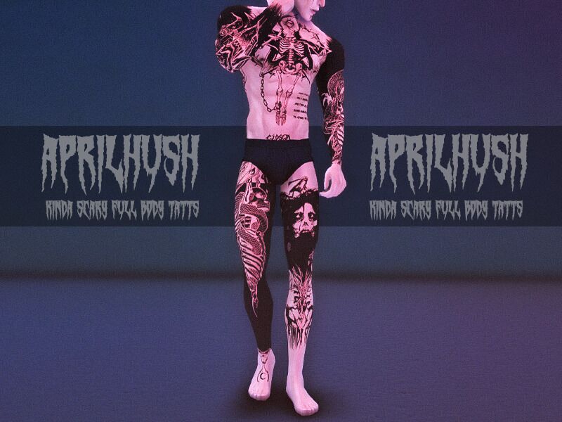 [Aprilhush] Kinda Scary Full Body Tatts Sims 4 CC