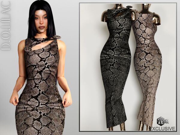 Stunning Asymmetric Animal Print Dress Sims 4 CC