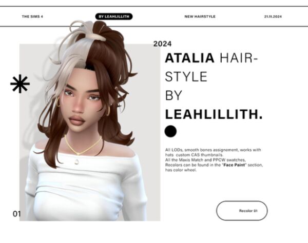 Atalia Hairstyle By Leahlillith Sims 4 CC