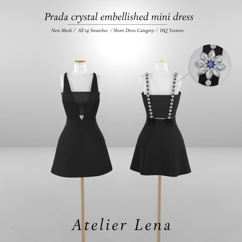 [Atelier Lena] Prada Crystal Embellished Mini Dress Sims 4 CC