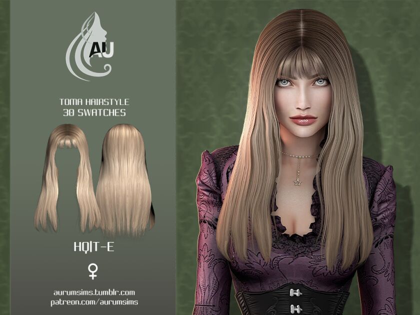 Stylish Long Bangs Hairstyle for Sims 4 Sims 4 CC