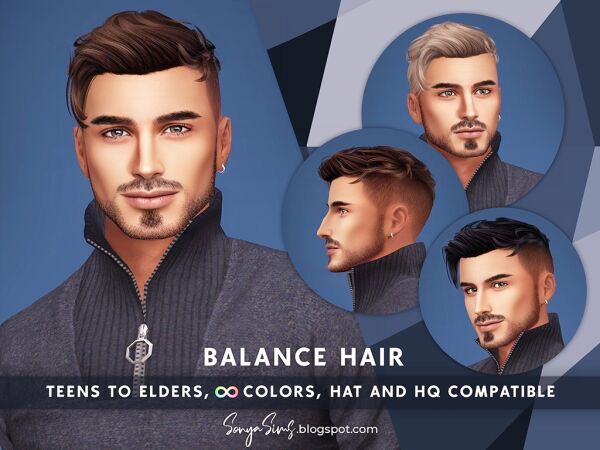 Stylish Balance Hair for Men Sims 4 CC