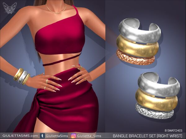 Stylish Bangle Bracelet Set for Your Right Wrist Sims 4 CC