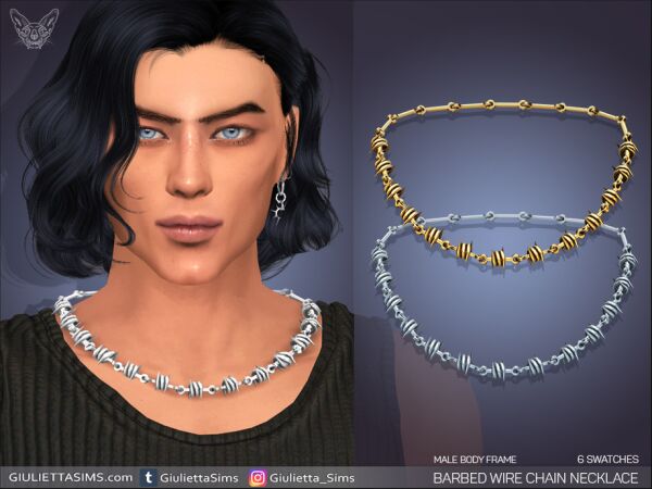 Stylish Barbed Wire Necklace for Men Sims 4 CC