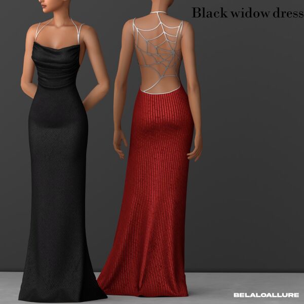 Black Widow Dress by Belaloallure Sims 4 CC