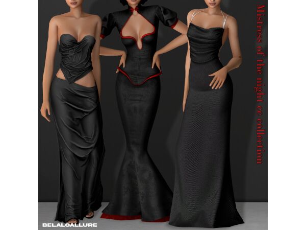 sims 4 cc black widow dress by belaloallure 4