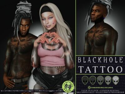 Stunning Blackhole Tattoo for All Ages Sims 4 CC