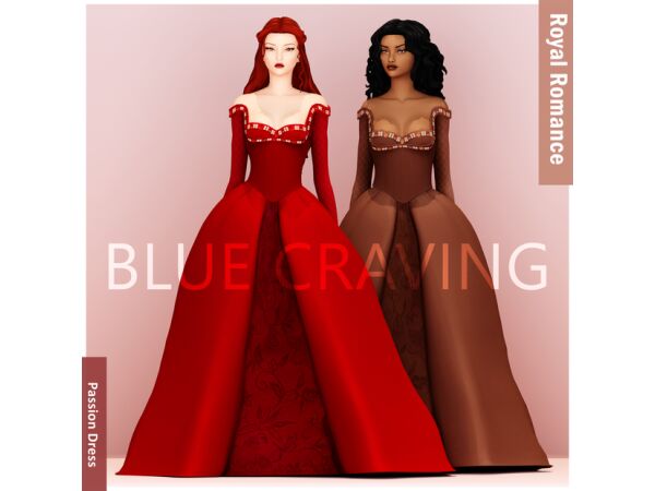 sims 4 cc blue craving royal lust dress 5