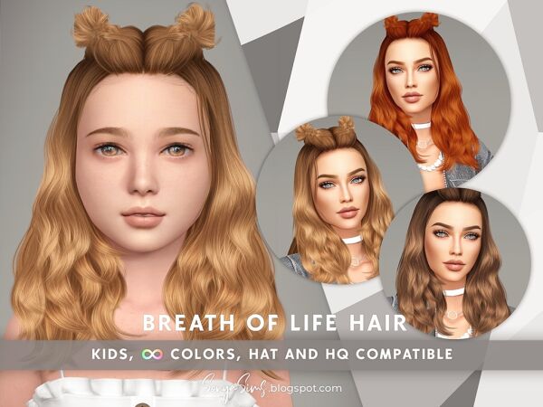 Breath Of Life Hair for Kids Sims 4 CC