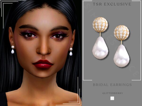 Bridal Earrings by Glitterberryfly Sims 4 CC