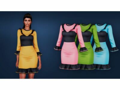 Bright Dress With Black Corset By Mysteriousoo Sims 4 CC