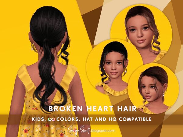 Broken Heart Hair for Kids Sims 4 CC