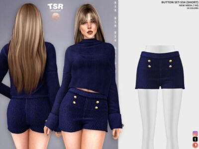 Stylish Button SET-554 Shorts Sims 4 CC