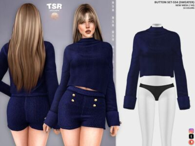 Button Set-554 Sweater by Busra-Tr Sims 4 CC