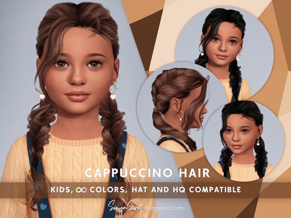 Cappuccino Hair for Kids Sims 4 CC