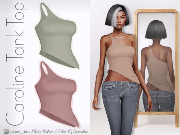 Stylish Caroline Tank Top for Sims Sims 4 CC