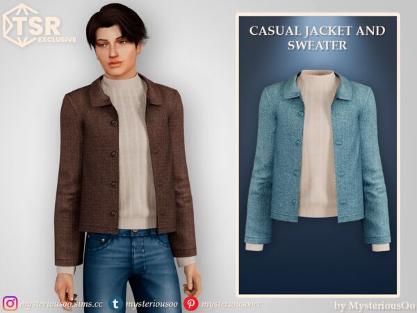 Stylish Casual Jacket and Sweater for Sims Sims 4 CC