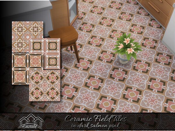 Stylish Dark Salmon Pink Ceramic Tiles Sims 4 CC