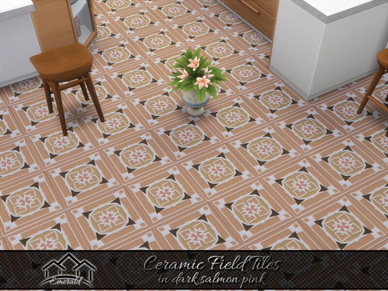 sims 4 cc ceramic field tiles in dark salmon pink by emerald 2