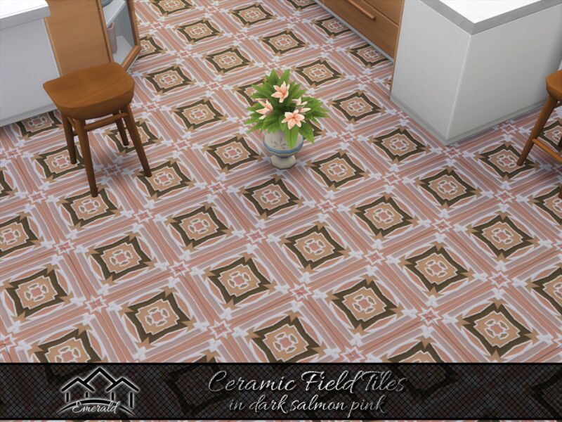 sims 4 cc ceramic field tiles in dark salmon pink by emerald 3