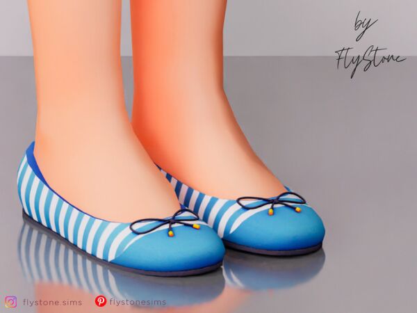 Stylish Child Ballet Flats with Laces Sims 4 CC