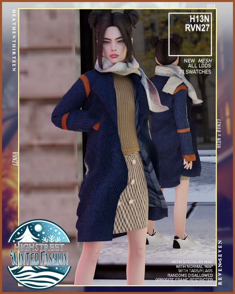 sims 4 cc childs blown up outerwear winter overcoat with scarf by rvn2seven 2