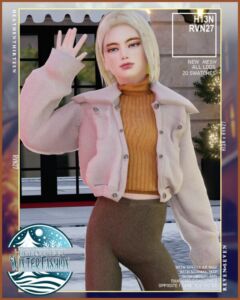 Child’s Snap Button Winter Fleece Jacket Sims 4 CC