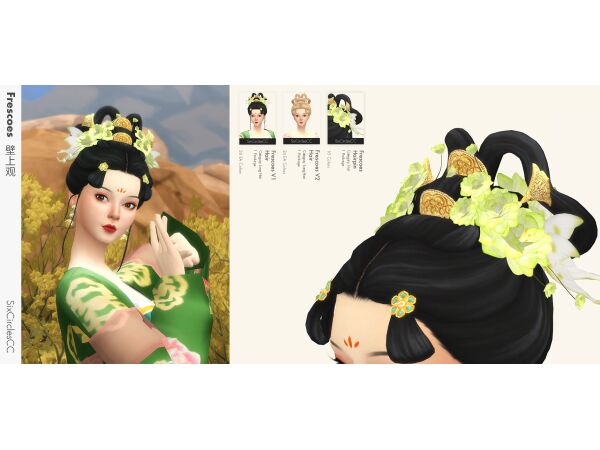 Stunning Chinese Hairstyle by SixcirclesCC Sims 4 CC