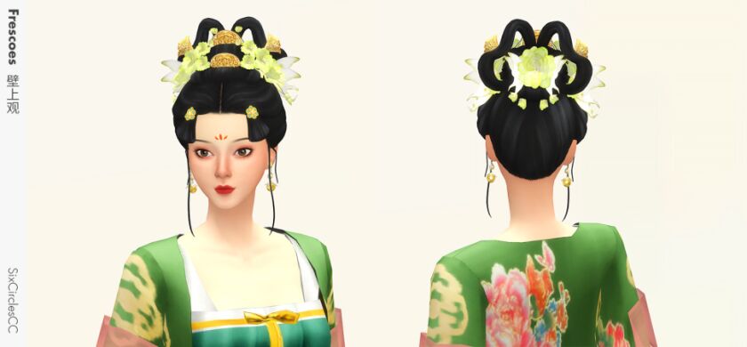 sims 4 cc chinese hairstyle frescoes by sixcirclescc 3