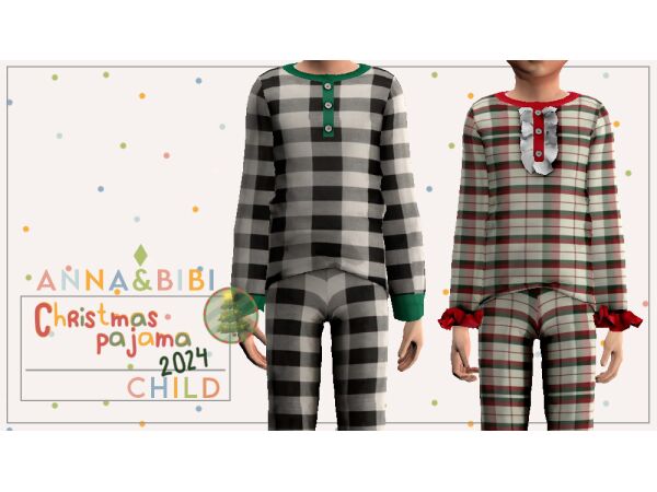 Cute Christmas Pajamas for Kids 2024 Sims 4 CC