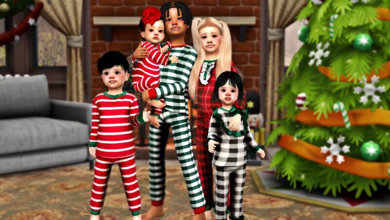 sims 4 cc christmas pajama v1 2024 child annabibi 2