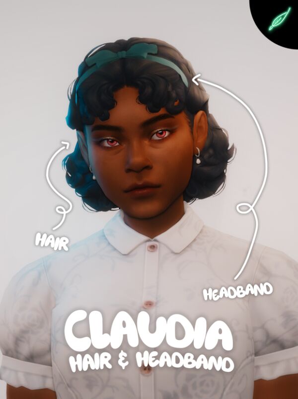 Claudia Hair and Headband Set Sims 4 CC