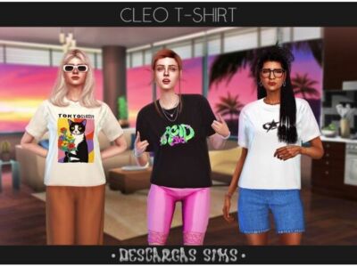 Stylish Cleo T-Shirt for Every Female Sim! Sims 4 CC