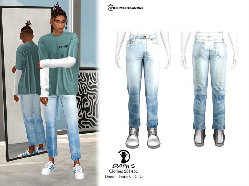 sims 4 cc clothes set450 denim jeans c1515 by daphs 2