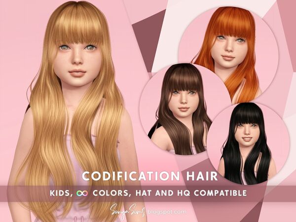 Stylish Long Hair for Kids Sims 4 CC