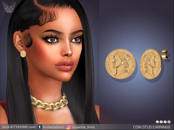 Stylish Coin Stud Earrings Sims 4 CC