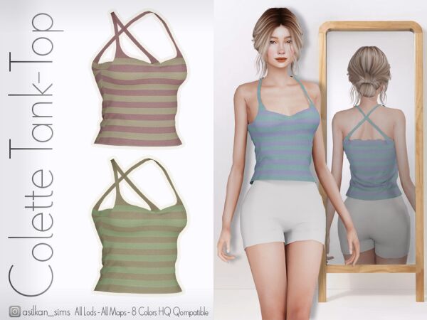 Colette TOP Tank – ACN 562 by Asilkan Sims 4 CC