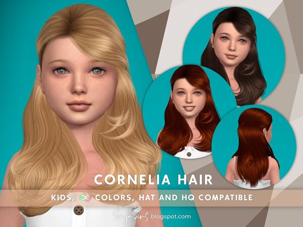 Cornelia Hair for Kids Sims 4 CC