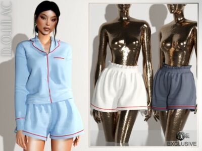 Cotton Poplin Pajama Set – Perfect for Sleep Sims 4 CC