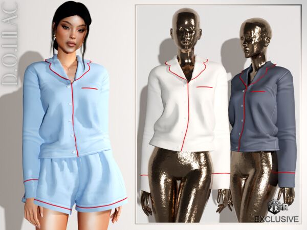 sims 4 cc cotton poplin pajama set bottom do0654 by dolilac 2