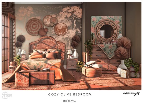 Cozy Olive Bedroom Sims 4 CC