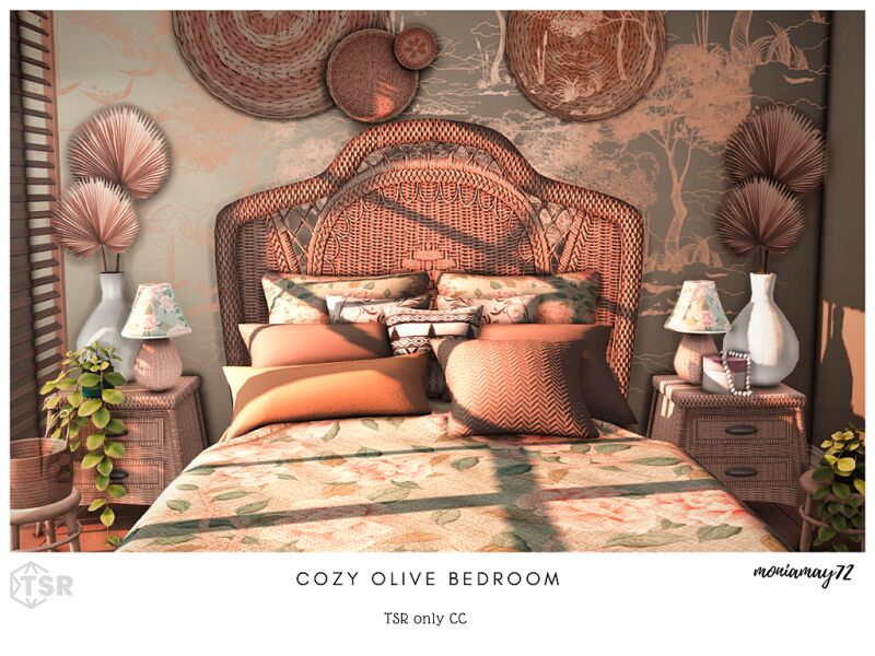 sims 4 cc cozy olive bedroom 2