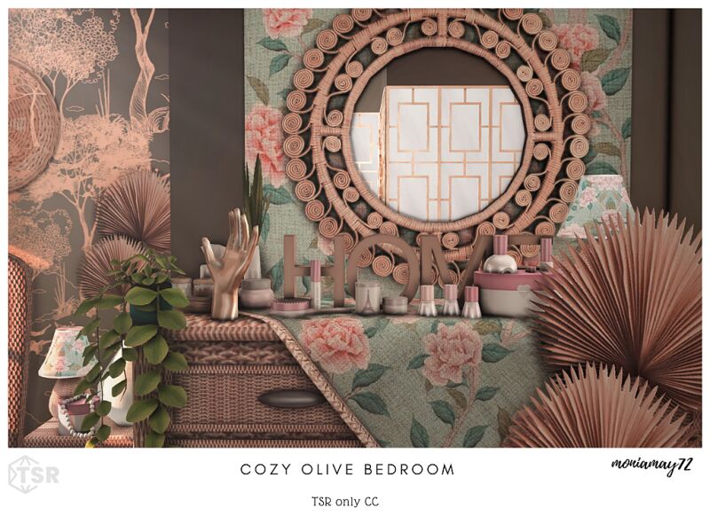 sims 4 cc cozy olive bedroom 4