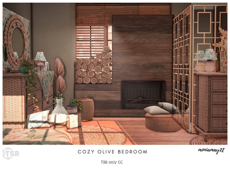 sims 4 cc cozy olive bedroom 5