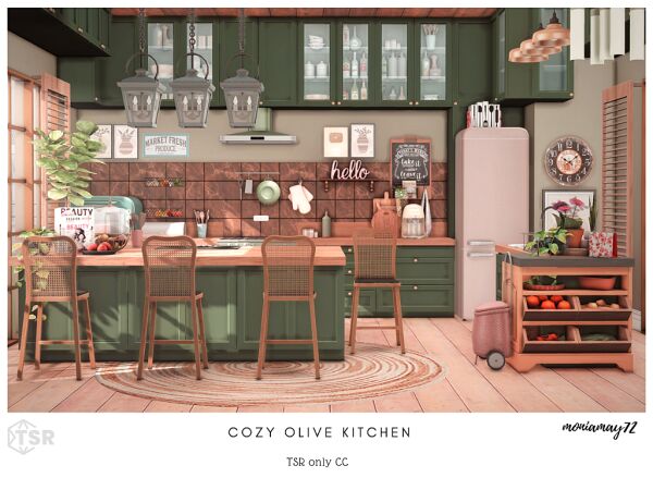 Cozy Olive Kitchen Sims 4 CC