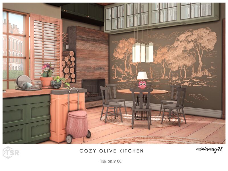 sims 4 cc cozy olive kitchen 2